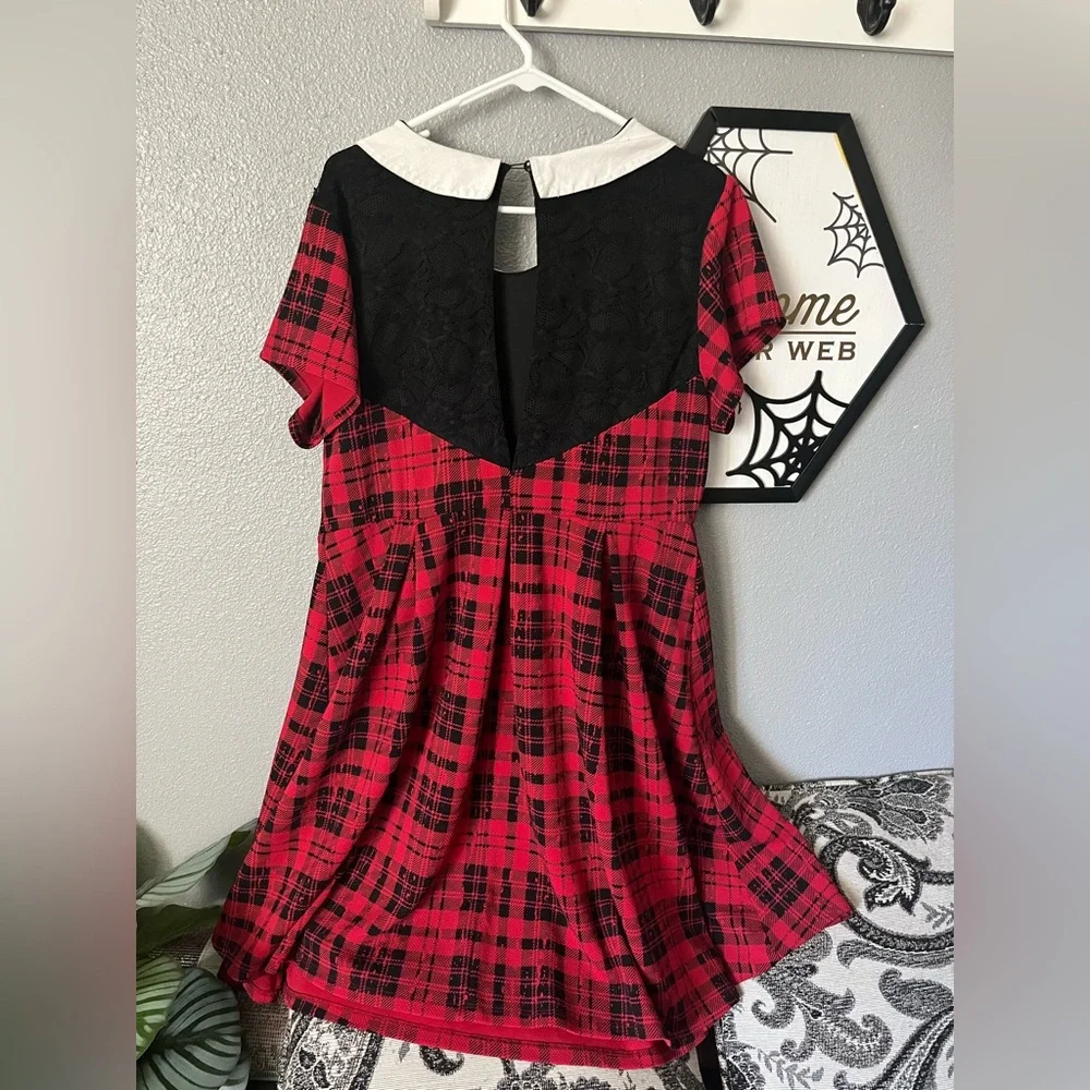 Torrid Red and Black Plaid Dress with White Collar - Picture 2 of 4